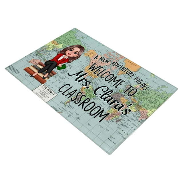 TIELUTT Classroom Door Mat Teacher Crayon Welcome to Classroom Doormat Back to School Classroom Carpet Room Area Rugs for Bedroom Living Room Rug for Kids Room Outer Throw Blanket Dining Room Rug 8x8