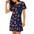 thumbnail image 2 of Balery Space Dinosaur Pattern Womens Short Sleeve Sleepshirt Scoopneck Cute Nightdress Comfy Nightgown Loungewear Dress, 2 of 6