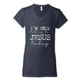 thumbnail image 2 of Wild Bobby I'm Only Talking to Jesus Today Inspirational/Christian Women Standard V-Neck Tee, Navy, XX-Large, 2 of 6