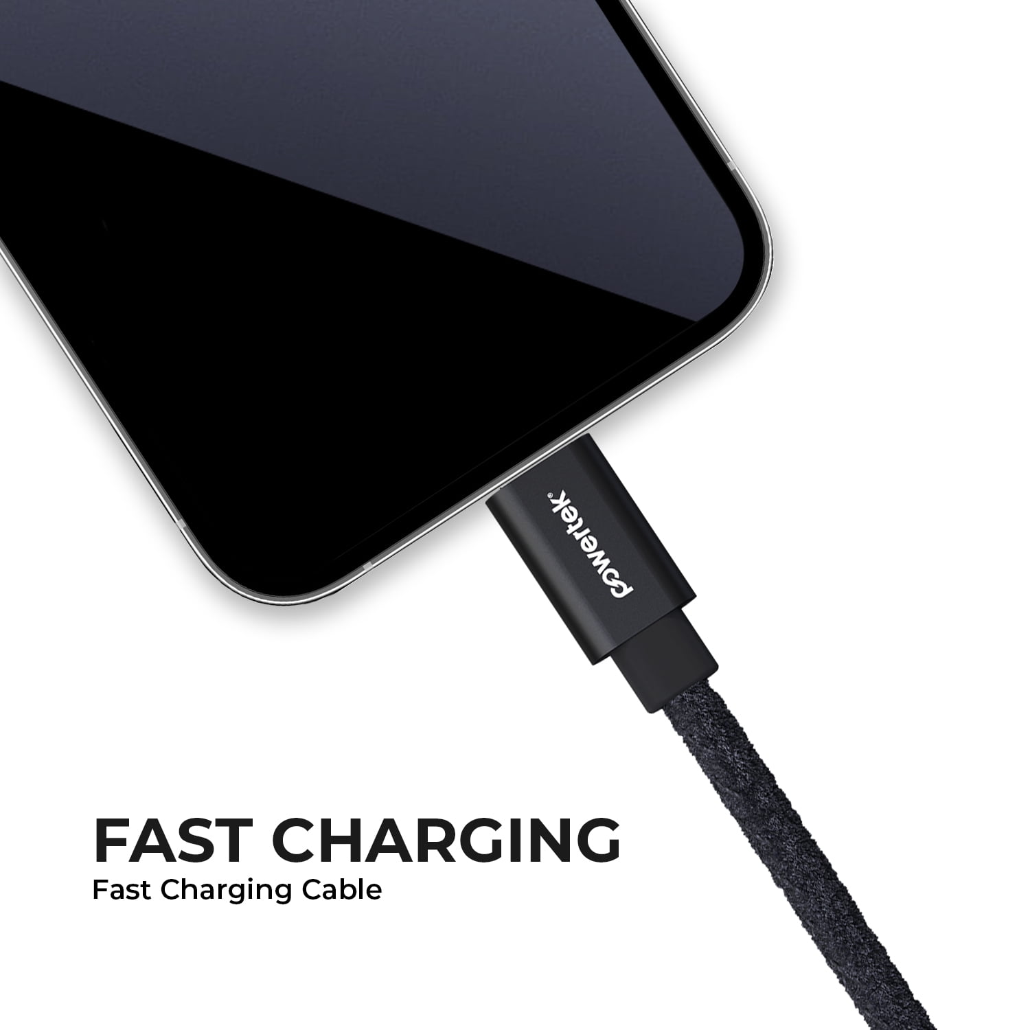 Liquipel Powertek Pastel Velvet USB-A to USB-C - Black