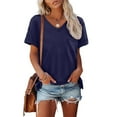 thumbnail image 2 of Women Summer Tops Womens T Shirts Short Sleeve V-Neck Shirts Cute Fit Summer Casual Tee Tops, 2 of 6