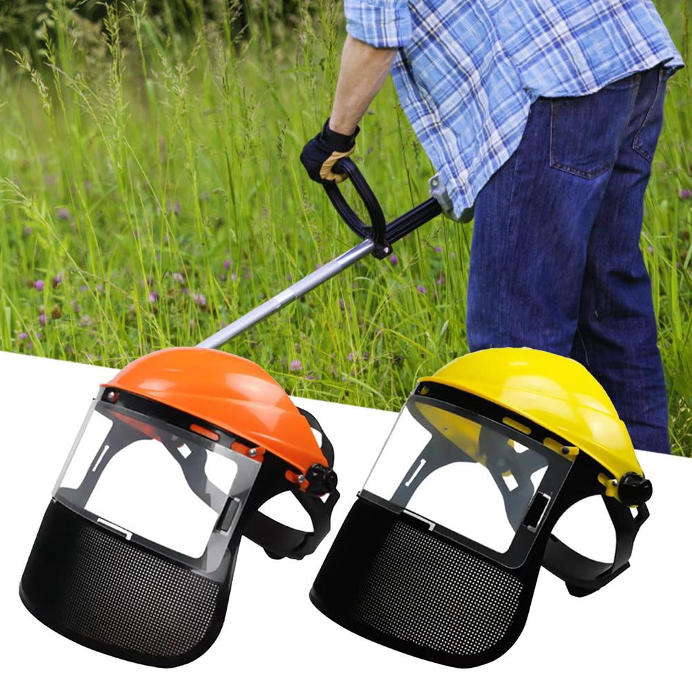 Face Logging Helmet, Adjustable Safety Helmets with Visor, Full Face Mesh Protective Mask, Forestry Hat For Gardening Logging Lawn Cutter
