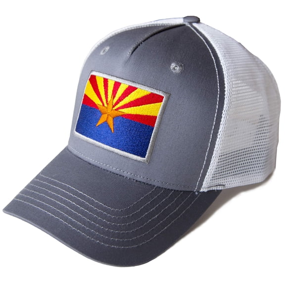 Arizona Flag Hat for Men and Women – Copper State Snapback Trucker Baseball Cap by International Tie (Grey/White)