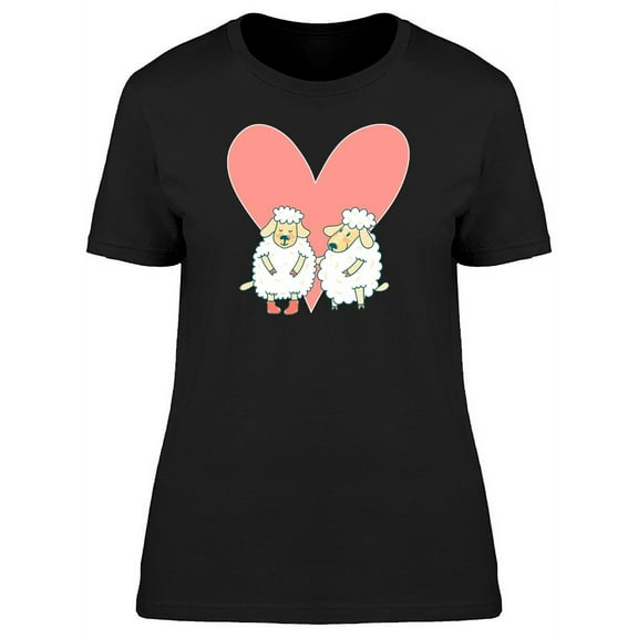 Two Sheep Lovers Heart Doodle T-Shirt Women -Image by Shutterstock, Female x-Large