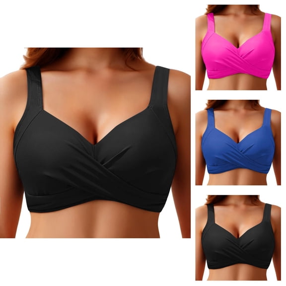 Underwire Bikini Tops for Women Adjustable Strap Twist Front Push Up Padded Bra Swimsuit Top Bathing Suit Tops