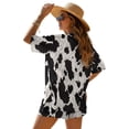 thumbnail image 2 of Xoenoiee Cow Zebra Striped Print Women's Summer 2 Piece Outfits Open Front Half Sleeve Kimono and Shorts Set Casual Loungewear Beachwear for Beach Vacation Camping, M, 2 of 7