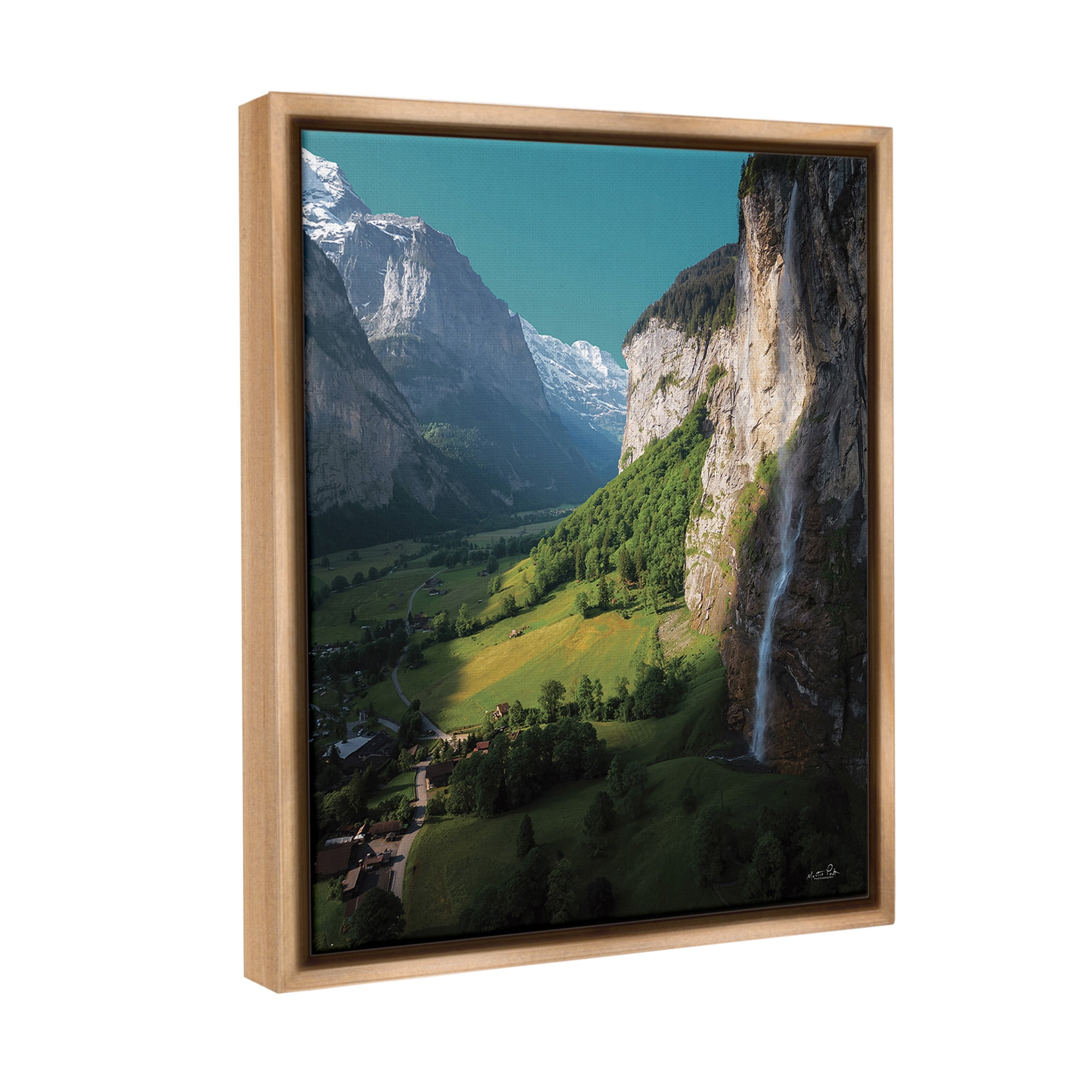 Stupell Industries Valley Cliffs Grassland Landscape Photography Brown Floater Framed Canvas Art Print Wall Art, 17 x 21