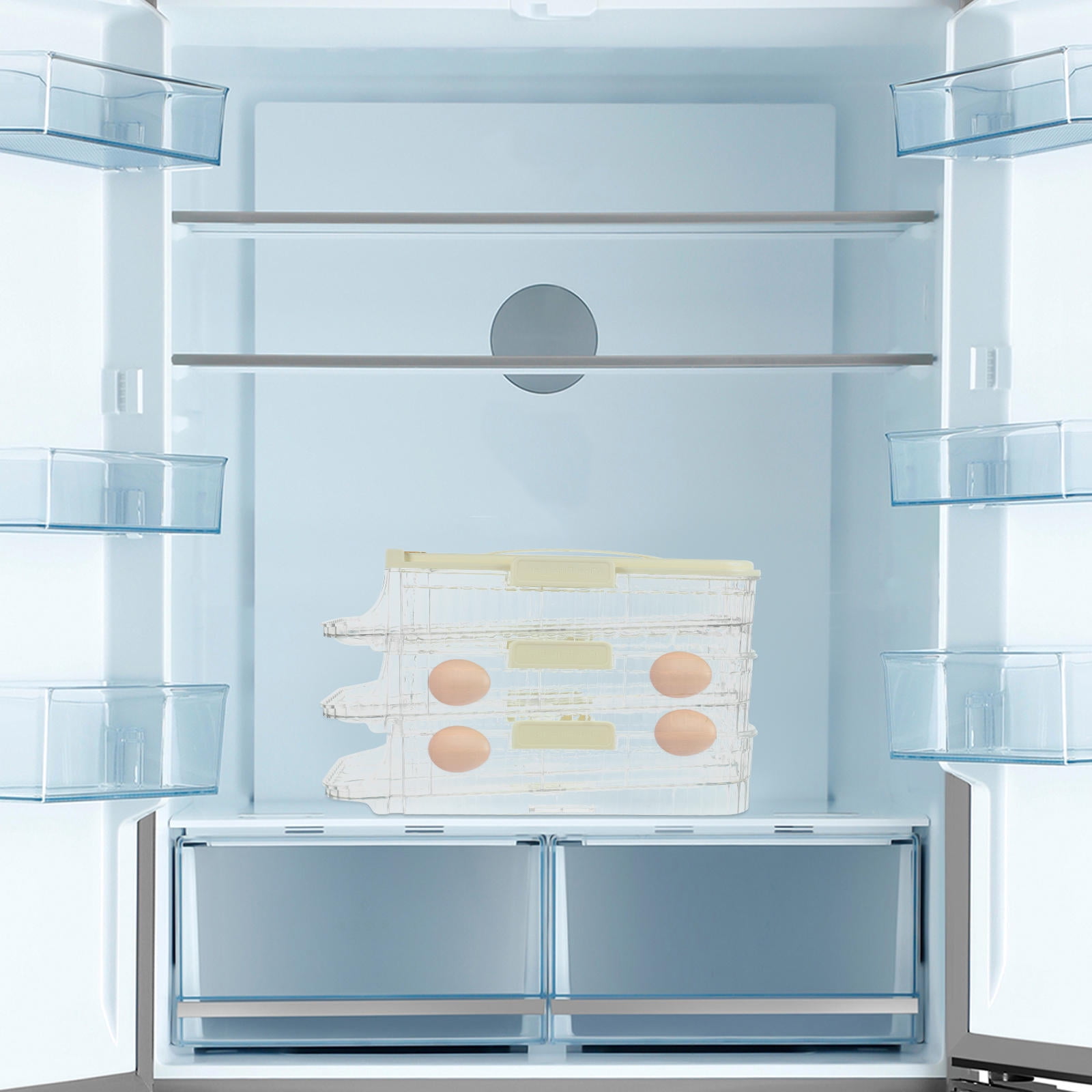 GOOHOCHY Egg Holder Automatic Scrolling Egg Box Holder Slide Egg Tray Carrier Refrigerator Egg Holder(3 Layers)