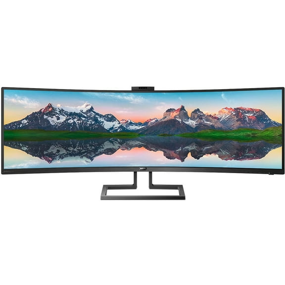 Philips Brilliance 499P9H 48.8" Dual Quad HD (DQHD) Curved Screen WLED LCD Monitor, 32:9, Textured Black