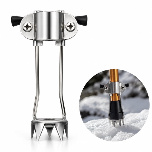 Cane Ice Tip Attachment, NOGIS Outdoor Non-Slip in Winter Durable Metal 5-Prong Tip, Improve Balance for Adult Outdoor Walking, Walking Sticks Tools