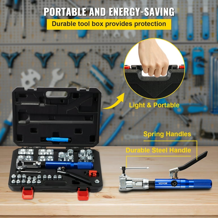 VEVOR Outil d'évasement de ligne de frein, évasements simples, doubles et à  bulles à 45 degrés pour tubes de 3/16, 1/4, 5/16 et 3/8, adapté au  métal doux des lignes en cuivre