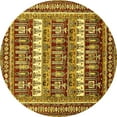thumbnail image 1 of Ahgly Company Machine Washable Indoor Round Abstract Yellow Modern Area Rugs, 7' Round, 1 of 4