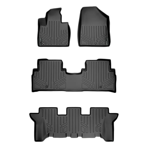 SMARTLINER 3 Rows Custom Fit Floor Liners Compatible with 2016 - 2020 Kia Sorento 7 Passenger (Gasoline)