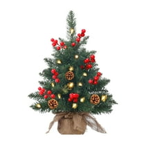 JIhuahe 20-Inch Table Top Miniature Christmas Tree with Lights, Pre-Lit Artificial Spruce for Desk Decoration, Mini Christmas Tree with Warm White LED Lights