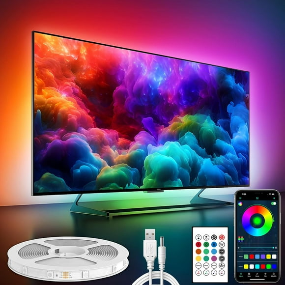shiyou-Maylit ICRGB TV LED Backlight, App Control LED Lights for 71-85in TV/Monitor, Music Sync Color Changing TV LED Strip Lights for Home Decor, USB Powered Gaming Accessories Lights for Bedroom Ro