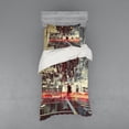 thumbnail image 2 of Ambesonne Modern Bedding Set 4 Pcs, Gloomy City Streets, Queen, Red Blue Grey, 2 of 3