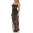 thumbnail image 3 of PENGXIANG Robe Longue à Paillettes pour Femmes Bretelles Spaghetti Été Bandage Dos Nu Maille Transparente Robe de Cocktail Fendue Noire S, 3 of 6