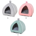 thumbnail image 4 of Methold Casa portátil para el hogar para mascotas, nido de descanso de invierno para interiores, tienda para dormir de felpa, Animal pequeño, Suministros para gatos Rosa 20x20x23cm, 4 of 6