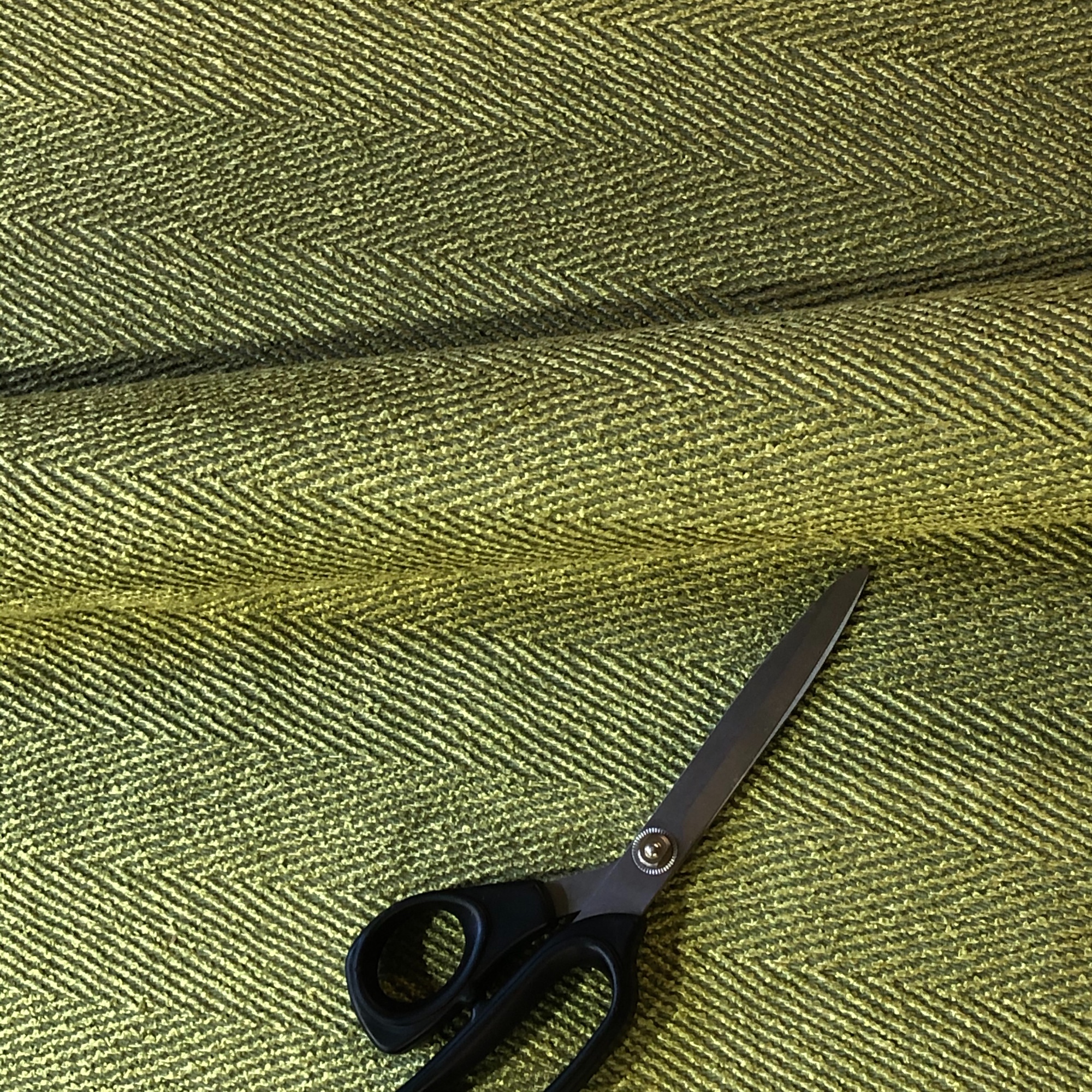 Chartreuse Contemporary Herringbone 100 Cotton Upholstery Fabric 54