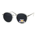 thumbnail image 3 of Polarized Round Womens Mod Elegant Double Rim Retro Sunglasses Clear Silver Black, 3 of 4