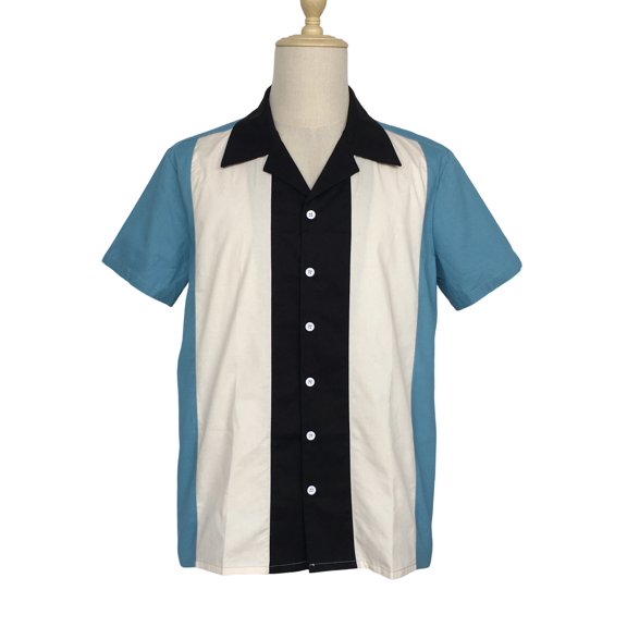Men's Vintage Bowling Shirt Hawaiian Summer Beach Casual Shirts