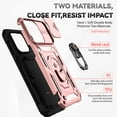 thumbnail image 2 of Nalacover Heavy Duty Armor Case for iPhone 14 Pro Max, Rugged PC Soft TPU Military Grade Shockproof Metal Magnetic Plate Shockproof Cover with Camera Lens Sliding Ring Holder Kickstand Case,Rosegold, 2 of 8