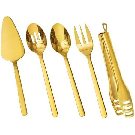 Large Hostess Serving Utensils Set,18/10 Stainless Steel Heavy Duty 10inch Serving Spoons,Slotted Spoons,Serving Fork,Serving Tongs, Cake Pie Server For Buffet, Wedding, Party