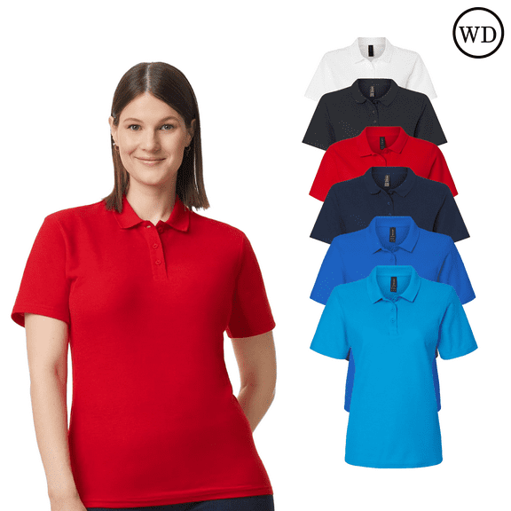 Gildan Softstyle Women's Pique Polo Shirt, 100% Ring-Spun Cotton, Mix Color, Pack 6, S
