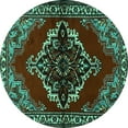 thumbnail image 1 of Ahgly Company Indoor Round Medallion Turquoise Blue Traditional Area Rugs, 6' Round, 1 of 4
