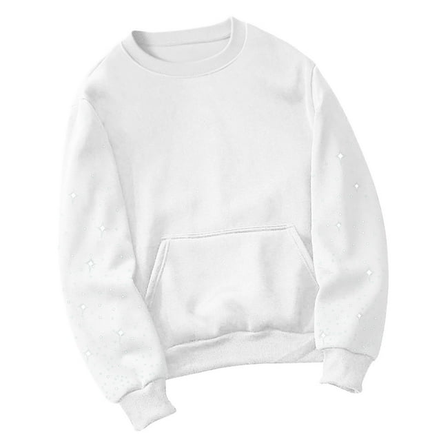 ZMFXJPE Femmes Mode d'Automne Chandails Mignons pour Femmes Hauts en Molleton à Enfiler pour Femmes Tendance Chandails d'Automne Mignons (Blanc, P)