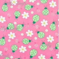 Lilly Craft Lady Bugs on Pink Print Fleece Anti-Pill FABRIC 58-60" Wide Sold by the Yard