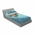 thumbnail image 3 of Ambesonne Animal Fitted Sheet & Pillow Sham Set, in Tropic Ocean, Full, Slate Blue Turquoise, 3 of 3