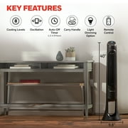 Honeywell 40 Black Quiet Set Oscillating Tower Fan, 30ft Air Circulation Power, 8 Speed, Auto off Timer, HYF290B