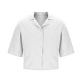 thumbnail image 5 of USNSM Men's Linen Shirts Casual Short Sleeve Classic Fit Button Down Shirt Beach Summer Vacation Holiday Wedding Cotton Tops White XL, 5 of 7
