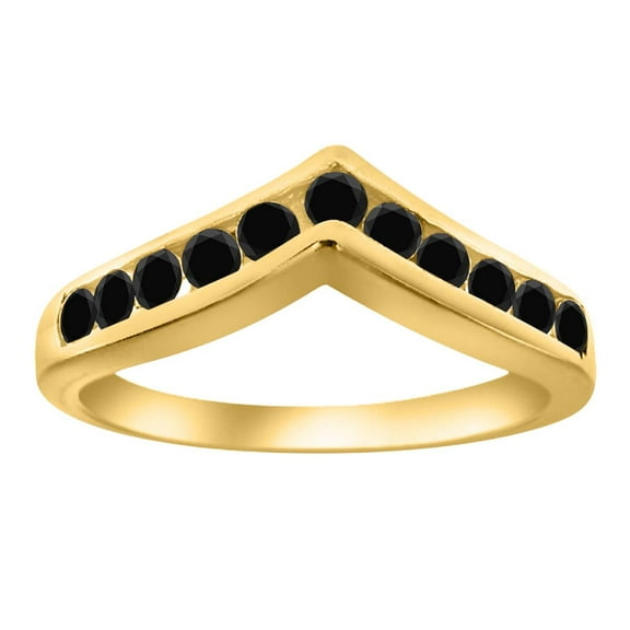 Mauli Jewels Engagement Rings for Women 0.35 Carat Black Diamond Fashion Faithful Wedding Band channel 10K Yellow Gold