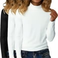 thumbnail image 5 of WTXUE 3Pc Fleece Lined Cotton Turtleneck Tops for Women Long Sleeve Thermal Shirts Slim Stretchy Layer Tee Shirts Basic Sweaters Tunic Sweaters Layering Casual Fall Winter Clothing Black 5Xl, 5 of 6