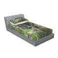 thumbnail image 3 of Japanese Bedding Set with Sheet & Covers, Cascading Waterfall Pond Under Bridge Reflections of Flowers in Water Pattern, Printed Bedroom Decor 2 Shams, 4 Sizes, Green White, by Ambesonne, 3 of 3