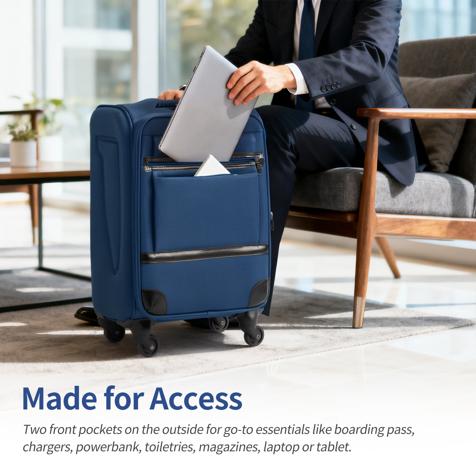 Ktaxon 3-Piece Softside Luggage Set With 8 Set Pcaking Cube TSA Lock, 360° Spinner Wheels Blue