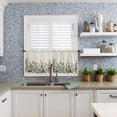 thumbnail image 6 of Christmas Plants Kitchen Curtains and Valances Set, Winter Eucalyptus Leaves Bird Berry Linen Rod Pocket Window Valance Window Curtain Panels for Living Room Bedroom Laundry, 27.5x24in, 3 Pieces, 6 of 7