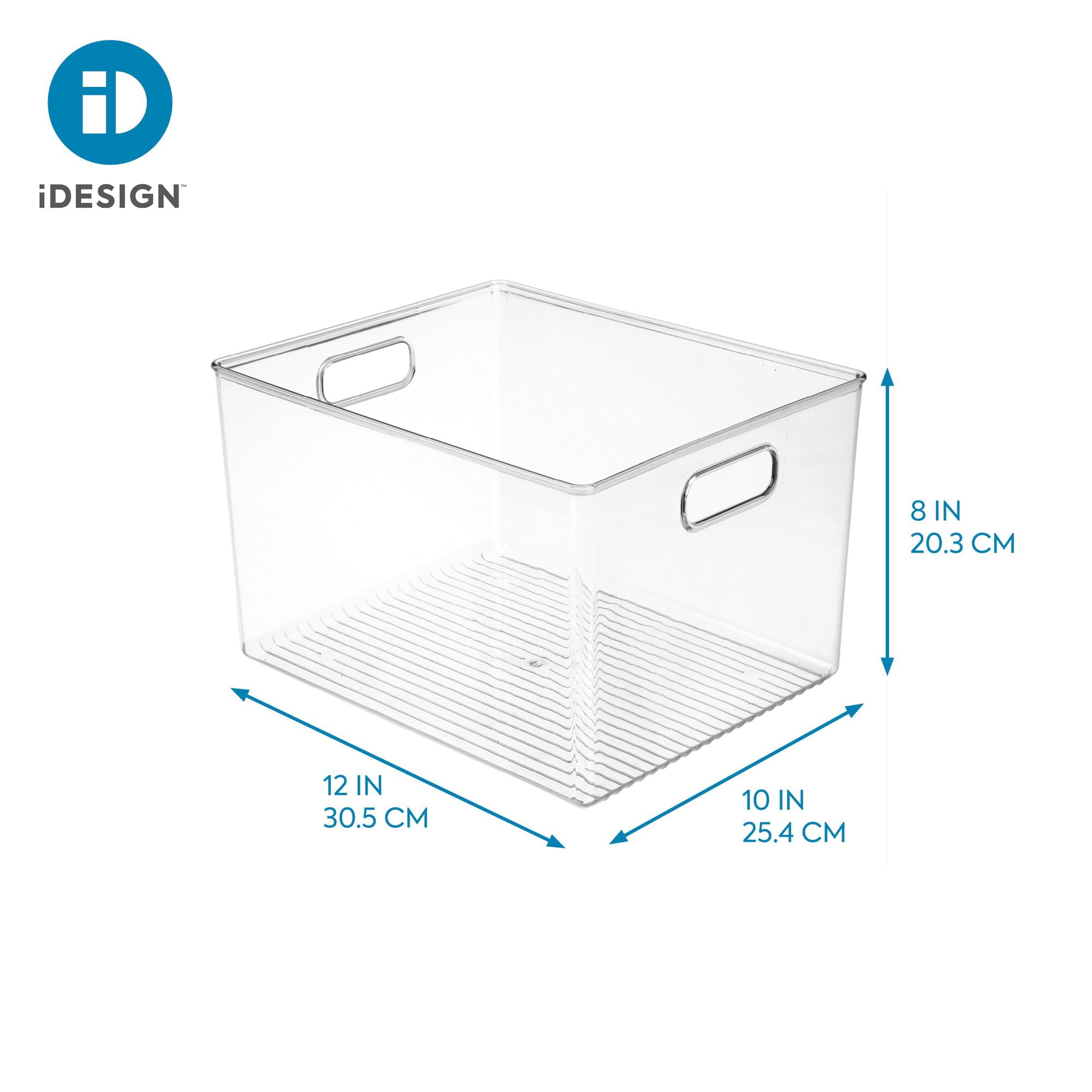 iDesign Large Cabinet Organizing Bin with Integrated Handles, Clear