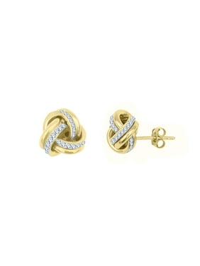 Crystal Love Knot Earrings 10kt Yellow Gold made with Zirconia from Swarovski