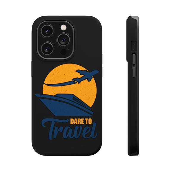 DistinctInk MagSafe Tough Case for Apple iPhone 15 Pro (6.1" Screen) - Dare To Travel - Slim Profile Design
