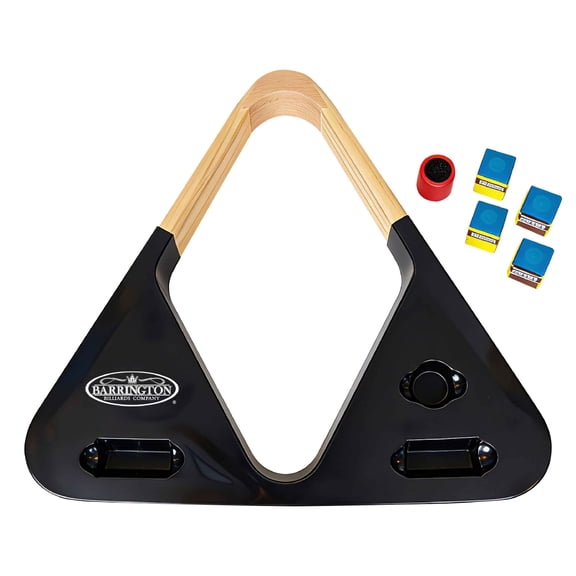 2-in-1 Pool Ball Rack Kit, Wood Triangle and 9-Ball Insert, Includes Cue Tip Scuffer and 4 Chalk Cubes with Built-in Storage by Barrington Billiards