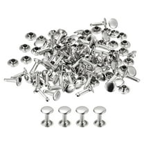 100 Sets Leather Rivets 8mm Double Cap Rivets 12mm Height Studs Silver Tone
