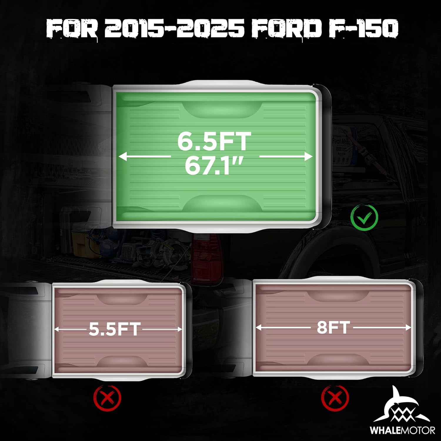 6.5ft Tri-Fold Hard Tonneau Cover For 2015-2026 Ford F-150 Long Truck Bed Cover