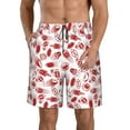 thumbnail image 1 of Honeii Shorts Décontractés pour Hommes Imprimé Football Rouge avec Cordon de Serrage, Maillots de Bain Séchage Rapide Shorts de Plage-Petit, 1 of 6