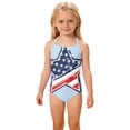 thumbnail image 2 of CCRFTGI 4th of July Girls Swimsuit Summer Beach Bathing Suit One Piece Patriotic American Flag Stars Swimwear Beach Adjustable Strap Girls Clothes Bathing Suits for Kids Sky Blue 11-12 Years, 2 of 8