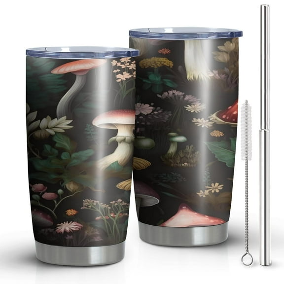 Insulated Tumbler with Woodland Mushroom Whimsical Mushroom Stainless Steel Travel Mug 20 oz Leak-Resistant Hot & Cold Coffee Cup Perfect for Travelers Work Home School