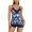 Navy blue, variant on Attraco Two Pieces Tankini Set For Women Retro Print V Neck Swimsuit Navy Blue