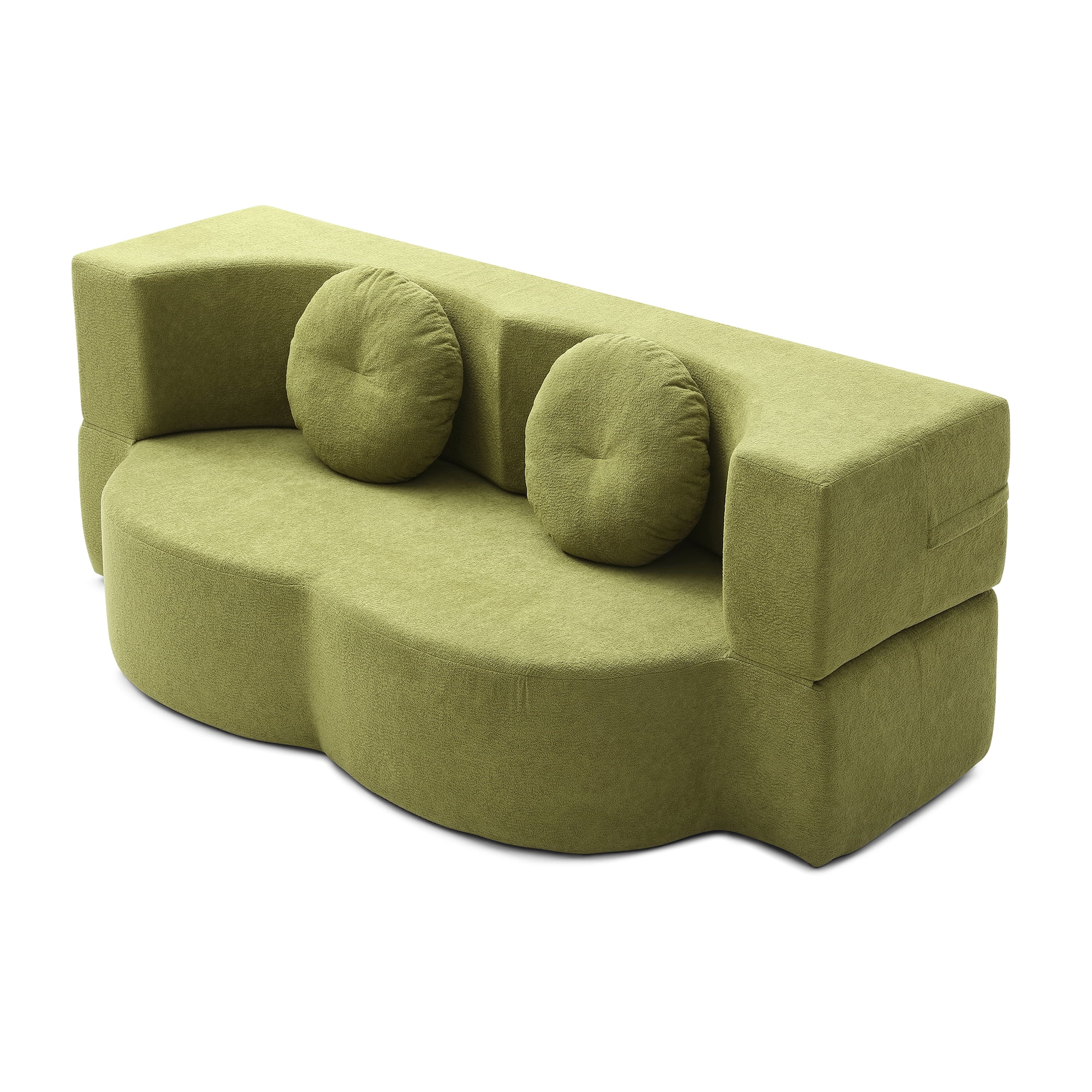 Leumius 2-in-1 Folding Sofa Bed with Pillow,Twin Sleeper Sofa,Floor & Futon Loveseat Couch,Foam Folding Mattress Sleeper for Living Room,Office,Apartment,Green